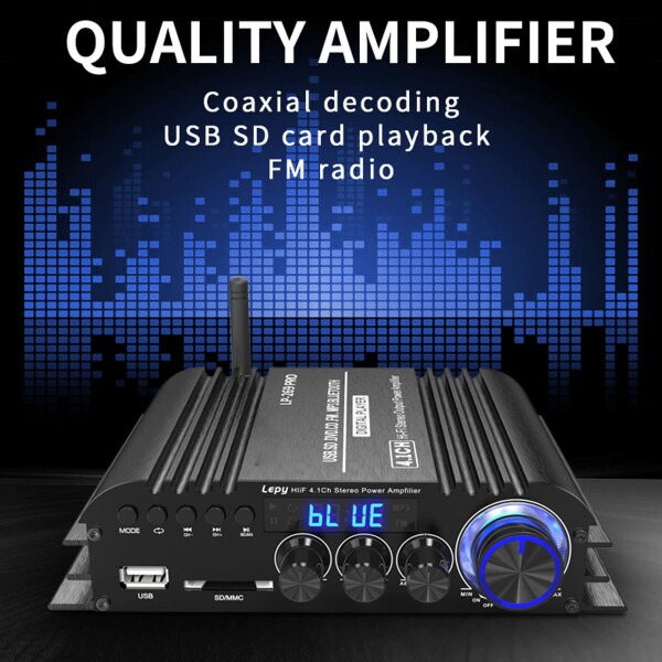 BT amplifier,BT 5.0 stereo Mini HiFi digital amplifier, home theater for remote control attaching stereo amplifier 
