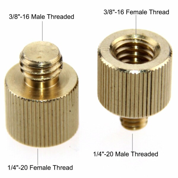 CAMVATE screw adaptor 1/4"-20 female conversion 3/8"-16 male + 3/8 female conversion 1/4 male screw adaptor yellow copper 2 point set 