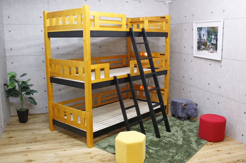 3 уровень bed модный Северная Европа сосна материал из дерева освещение 2. розетка трехъярусная кровать крепкий . сделка 