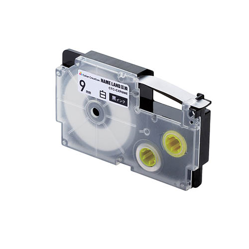 XR-9WE互換テープカートリッジ CTC-CXR9WE 9mm（白・黒文字）×1個 ラベルプリンター、ラベルライターの商品画像