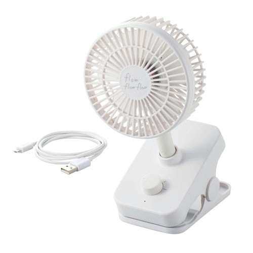 ELECOM USB扇風機 flowflowflow （充電式クリップタイプ） ホワイト FAN-U195WH 扇風機の商品画像