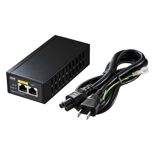 サンワサプライ PoEインジェクター（電源内蔵・IEEE802.3at（30W）対応）LAN-GIHINJ2の商品画像