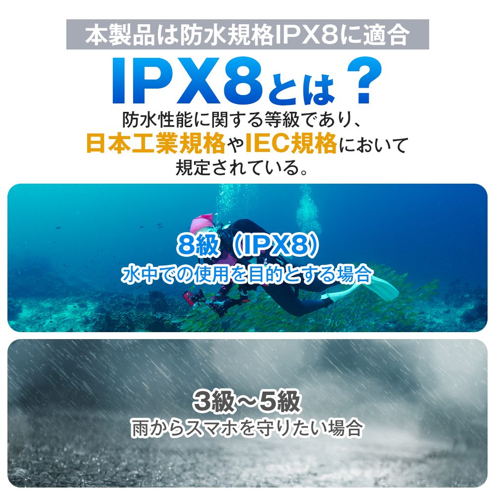 [2 piece set ] waterproof case iphone smartphone IPX8 waterproof 6.5 -inch and downward model correspondence fingerprint /Face ID certification neck strap &amp; arm band attaching complete waterproof underwater photographing sea water .