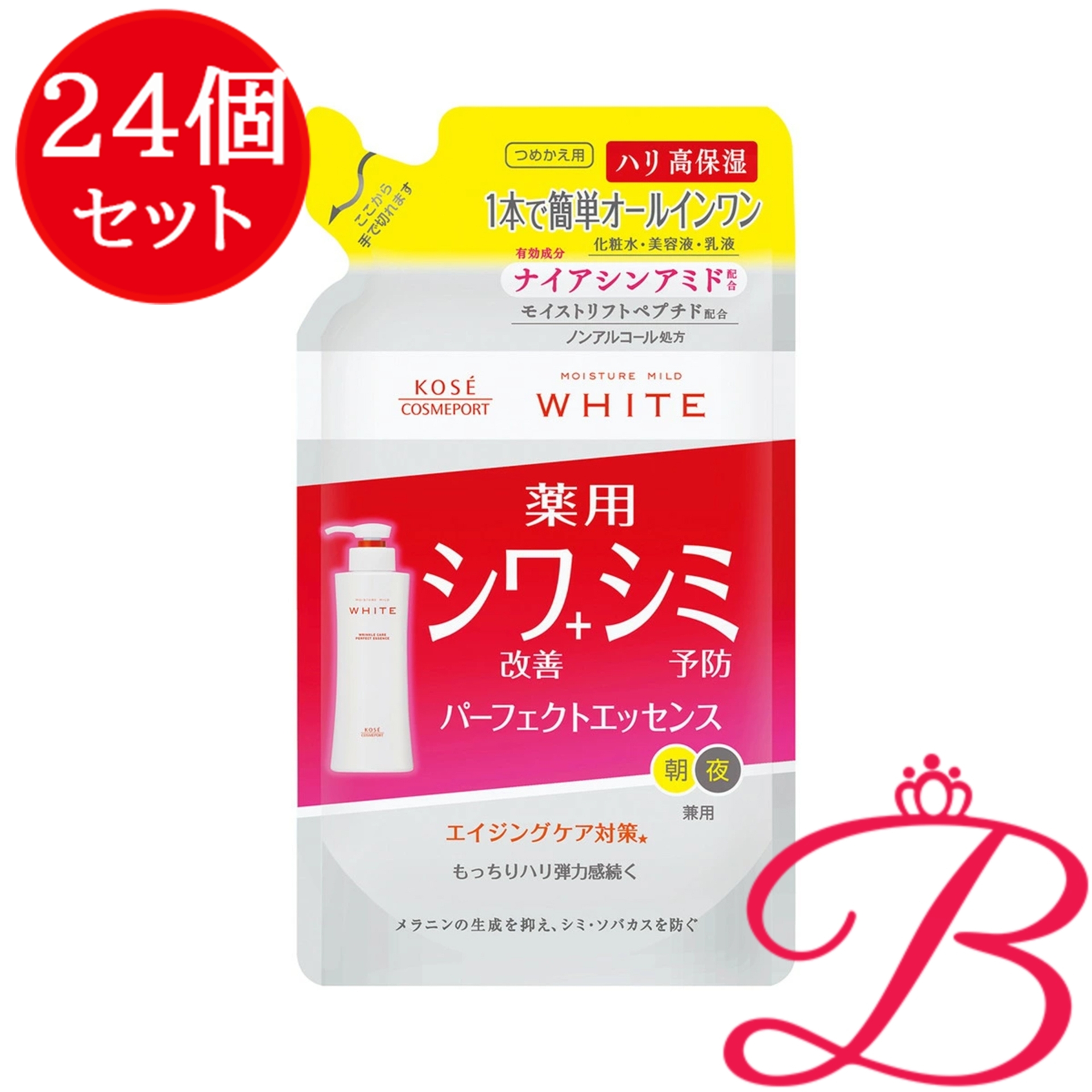 KOSE モイスチュアマイルド ホワイト リンクルケア パーフェクトエッセンス 200ml×24（つめかえ用） コーセーコスメポート MOISTURE MILD オールインワンスキンケアの商品画像