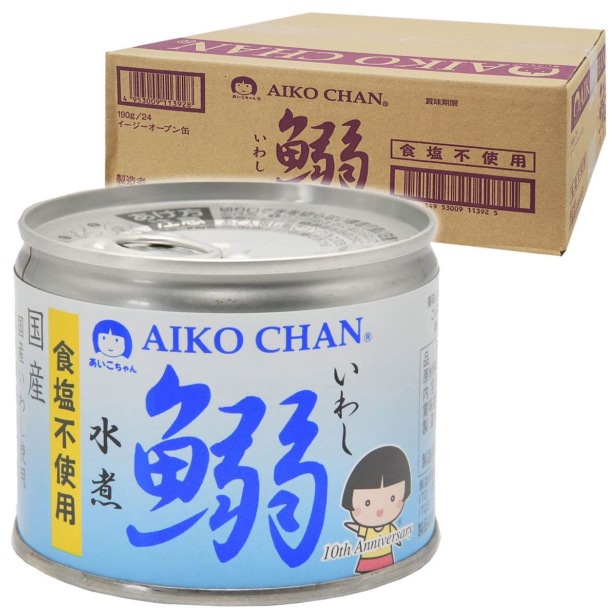 AIKO CHAN あいこちゃん イワシ水煮 食塩不使用 190g×24缶 缶詰の商品画像