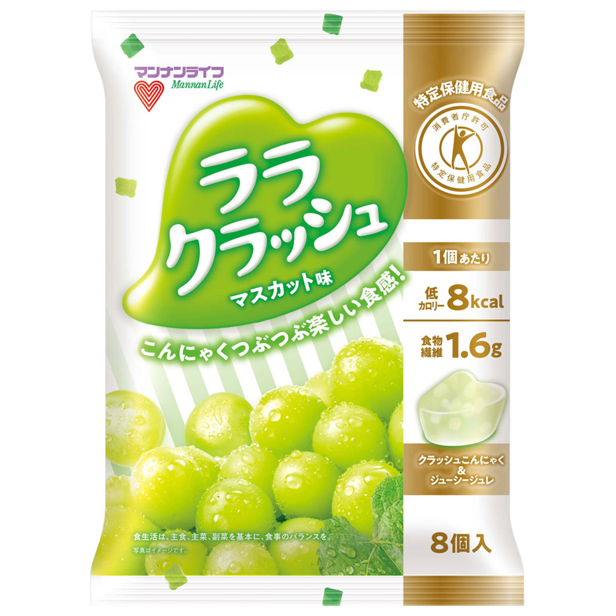 マンナンライフ 蒟蒻畑 ララクラッシュ マスカット味 （24g×8個入） × 1個 蒟蒻畑 特定保健用食品の商品画像