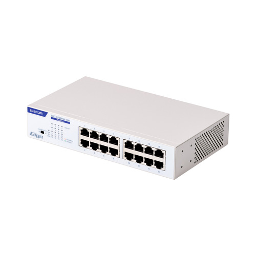ELECOM エレコム Giga対応16ポートスイッチ（金属筐体/電源内蔵）EHC-G16MN4-HW（ホワイト） 有線LAN用スイッチングハブの商品画像
