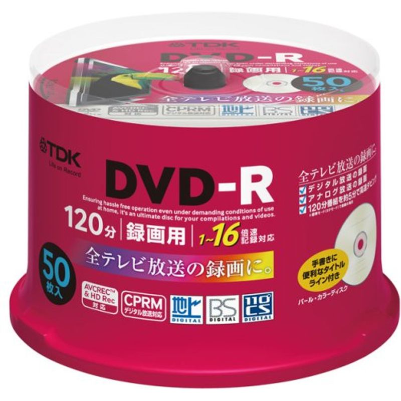 TDK 録画用DVD-R 16倍速 50枚 DR120DC50PUD 記録用DVDメディアの商品画像