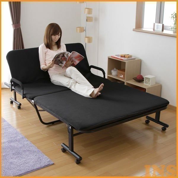 折りたたみベッド(シングル) ダークブラウン BAS-1S(DBR)RGT BAS-1S(DBR)RGT 手すり付き折りたたみベッド シングル YAMAZEN