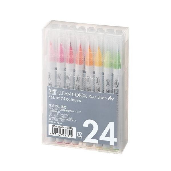 . бамбук RB-6000AT/24V каллиграфическая ручка водный ZIG clean цвет настоящий brush 24 цвет 