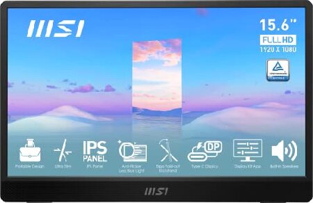 MSI エムエスアイ 15.6インチモニター モバイルモニター/フルHD/IPSパネル PROMP161 （2563263） パソコン用ディスプレイ、モニターの商品画像