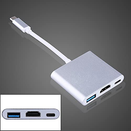 Weiyirot HDMI USB C adaptor,3 in 1 digital type C-HDMI cable adaptor, aluminium case multiport projector LCD monitor tv 