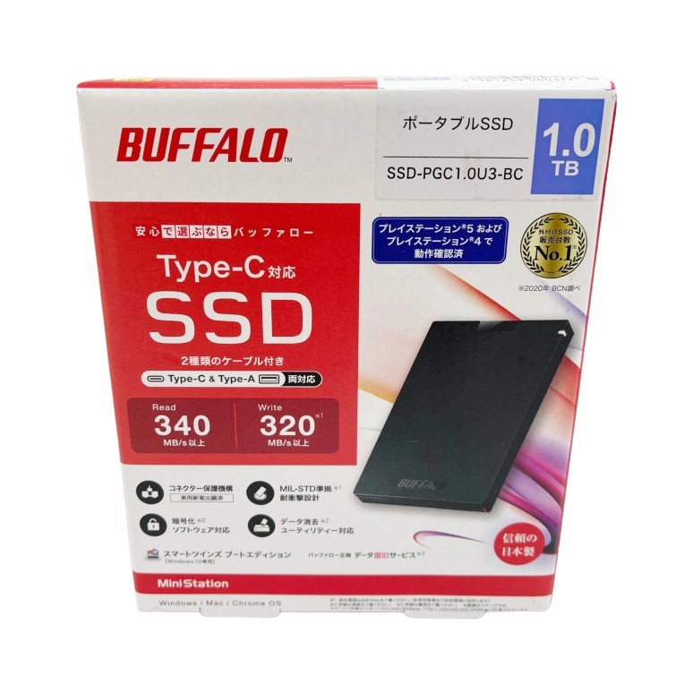 BUFFALO SSD-PGC1.0U3-BC [SSD-PGCU3Cシリーズ 1TB] 外付けSSD - 最