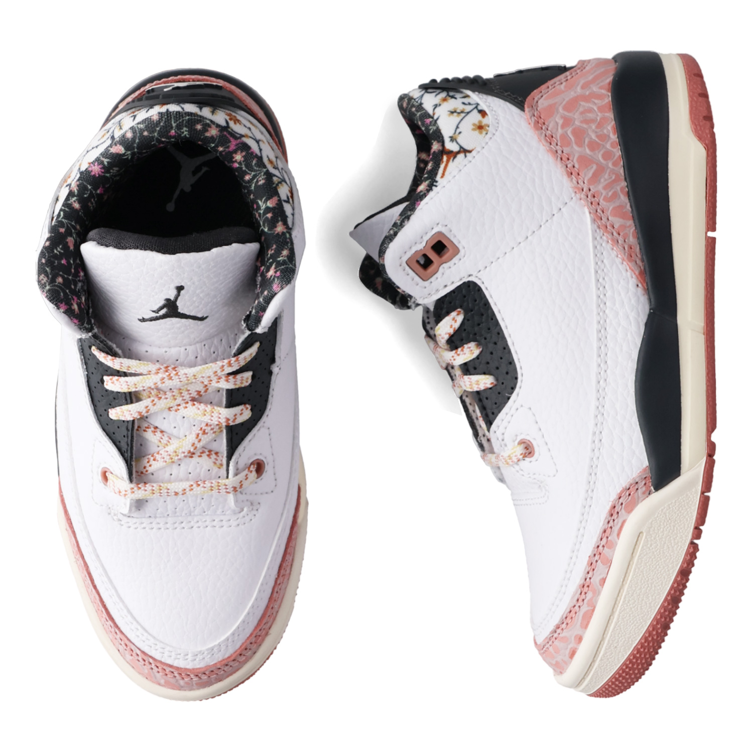 NIKE JORDAN 3 RETRO PS "VINTAGE FLORAL" FQ9174-100 （ホワイト/アンスラサイト/レッドスターダスト/セイル/サターンゴールド） Jordan エア ジョーダン 3 子ども用スニーカー、スリッポンの商品画像