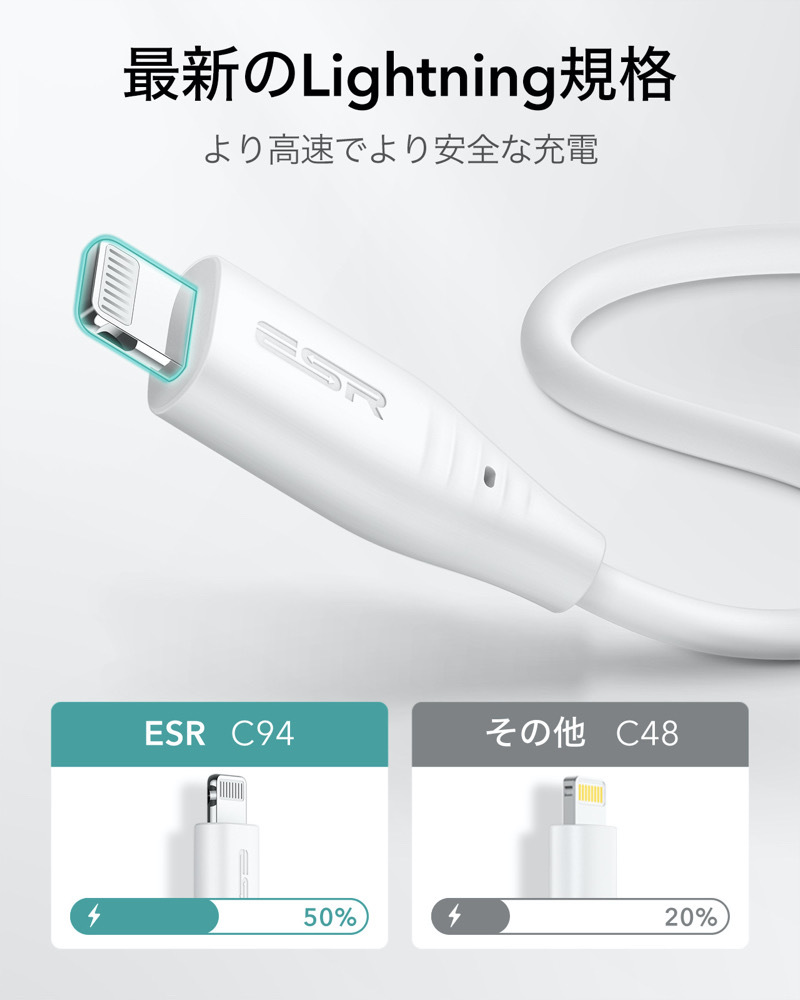 ESR USB C to Lightning кабель 1m MFi засвидетельствование получение PD внезапный скорость зарядка кабель iPhone 13/13 Pro/13 mini/13 Pro Max/12/12 mini Type-C iPad pro air