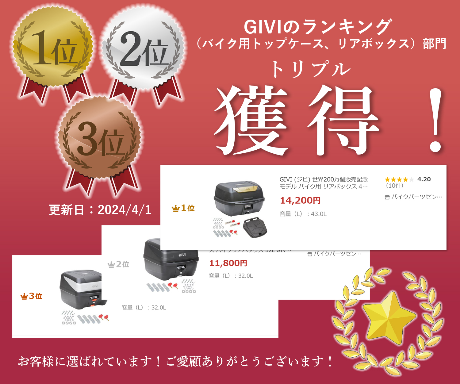 GIVI (jibi) world 200 ten thousand piece sale memory model for motorcycle rear box 43L key attaching not yet painting black satin Gold panel (2M) mono-lock case B43 for motorcycle box 