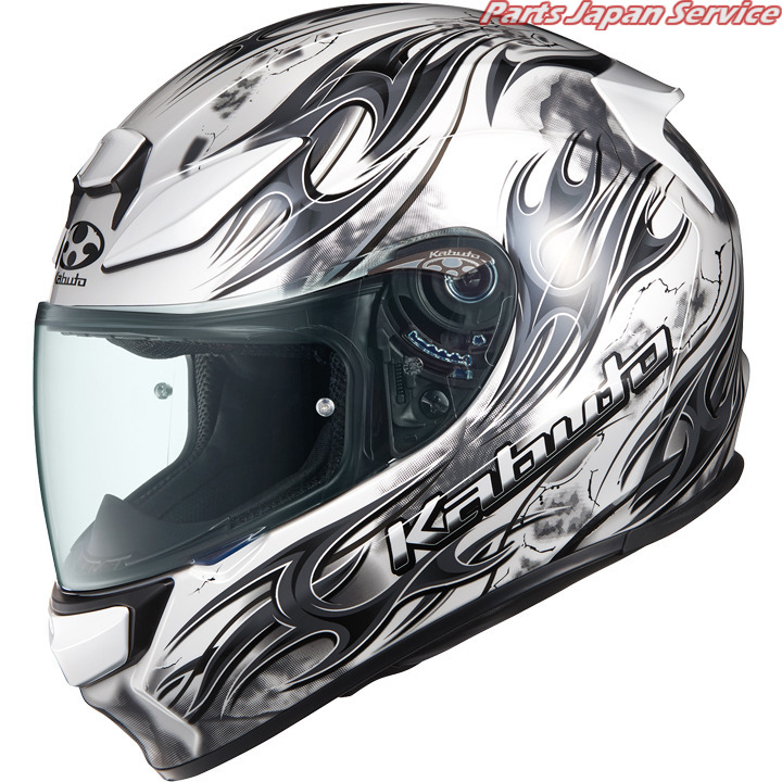 OGK Kabuto SHUMA FLAME XLサイズ（61-62cm） パールホワイトブラック バイク用ヘルメットの商品画像