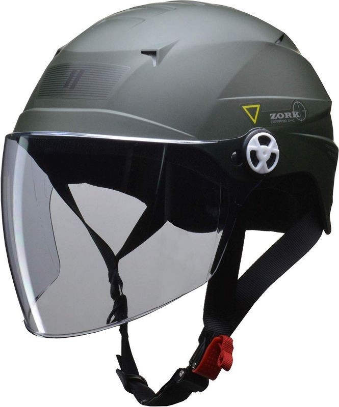 ZORK 開閉シールド付き ハーフヘルメット 大きめフリーサイズ（60-62cm未満） マットグリーンの商品画像