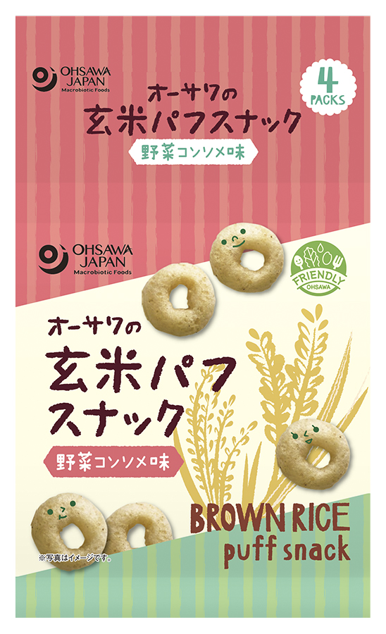 オーサワジャパン オーサワの玄米パフスナック 野菜コンソメ味 32g（8g×4連）1本 スナック菓子の商品画像