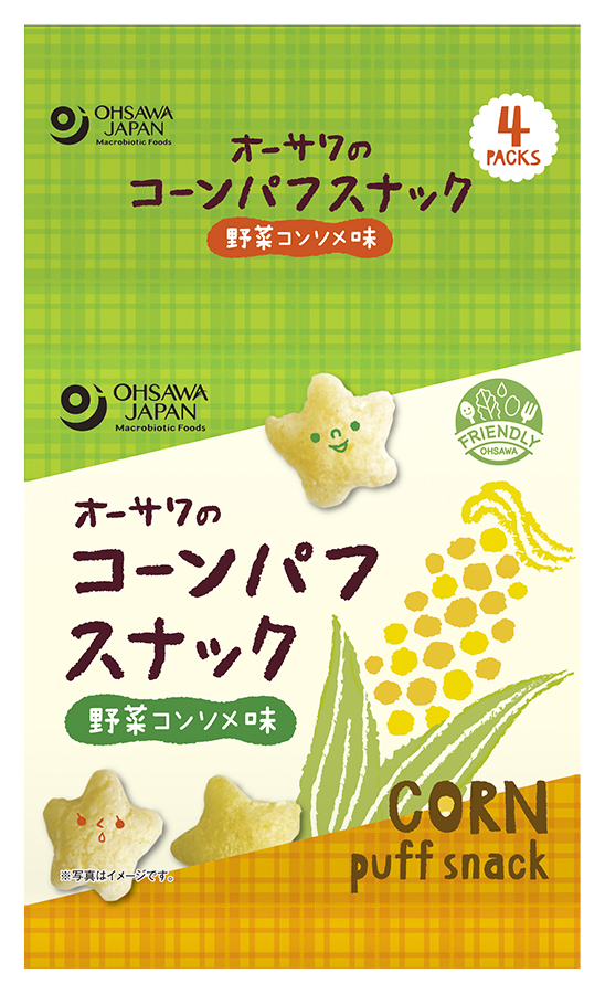 オーサワジャパン オーサワのコーンパフスナック 野菜コンソメ味 28g（7g×4連）×1本 スナック菓子の商品画像