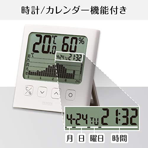 tanita temperature hygrometer clock calendar temperature humidity digital graph attaching white TT-580 WH temperature humidity. change . verification 