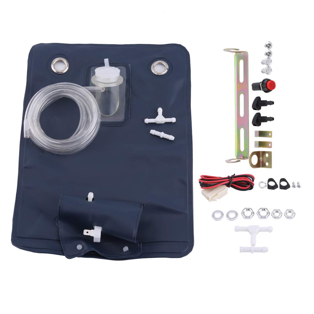  washer motor uQiilu 12V universal front glass washer pump bag kit jet button switch attaching Classic car for 