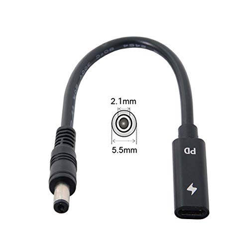 Cablecc type C USB-C female input,DC 5.5 * 2.1mm power PD charge cable, LAP top 18-20V agreement 