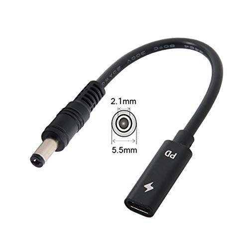 Cablecc type C USB-C female input,DC 5.5 * 2.1mm power PD charge cable, LAP top 18-20V agreement 