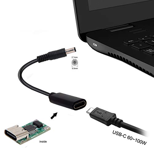 Cablecc type C USB-C female input,DC 5.5 * 2.1mm power PD charge cable, LAP top 18-20V agreement 