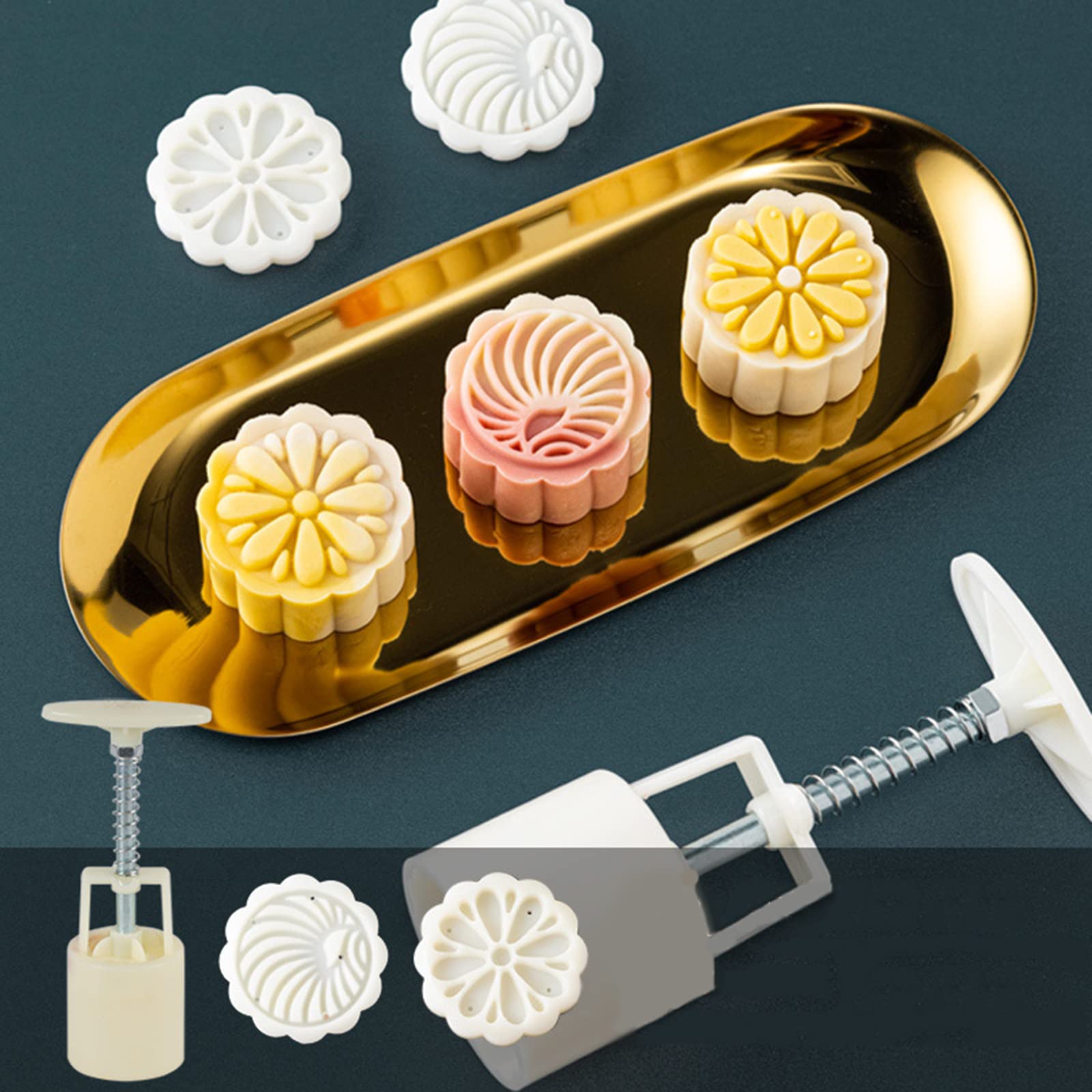 [BEAUTY PLAYER] month mochi type moon cake type month mochi mold month mochi gold type Press manual pressure month mochi cookie type baking type gold type Japanese confectionery middle autumn month mochi AB