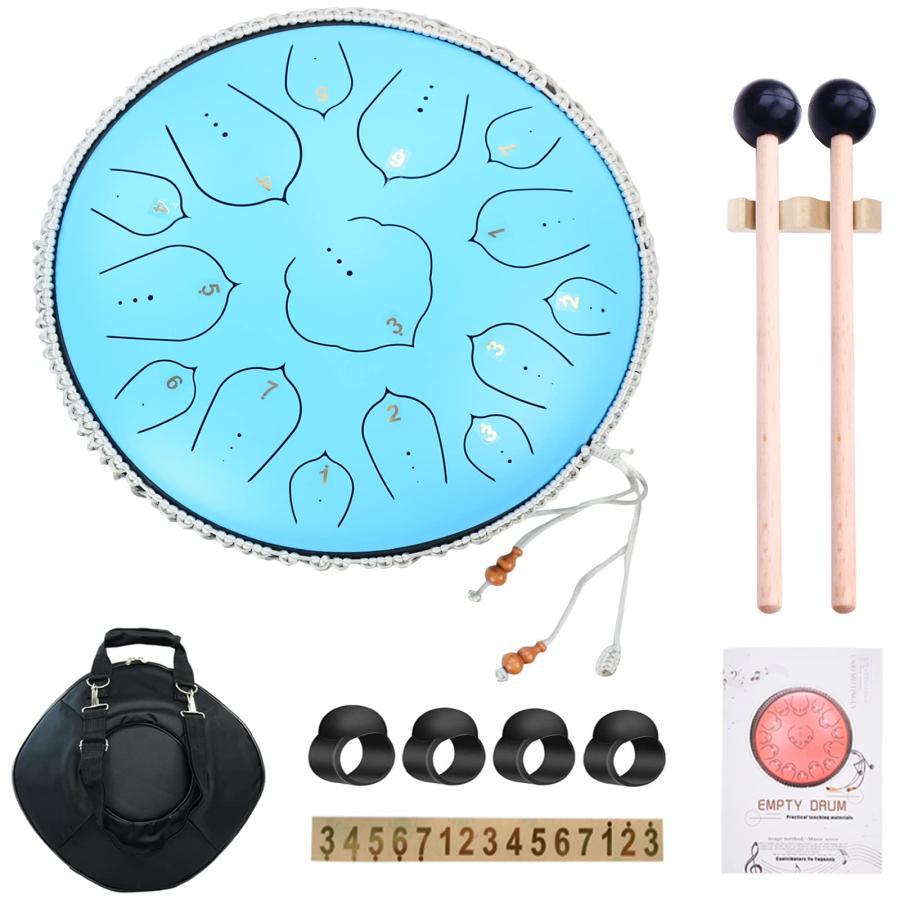  slit drum 15 sound 14 -inch D Major do steel tang drum percussion instruments mallet storage bag attaching .. yoga music therapeutics .( elegant blue )