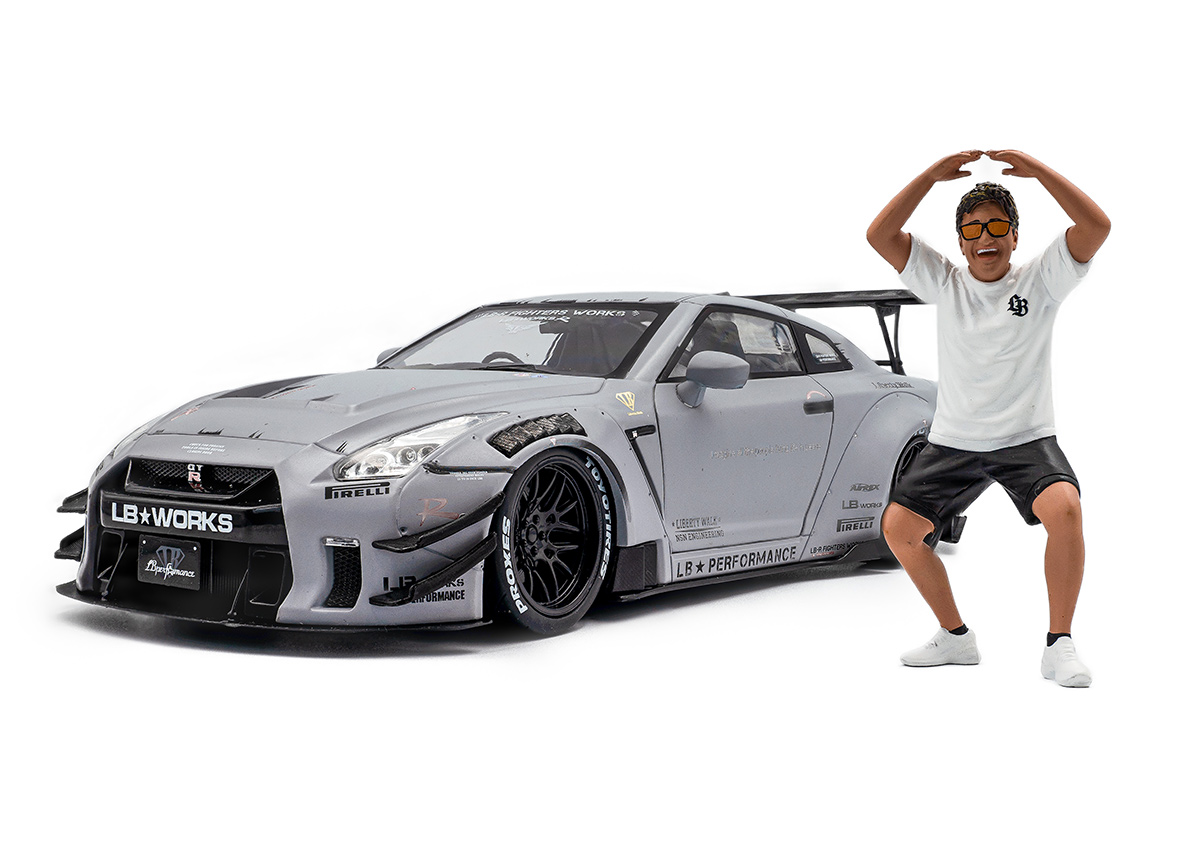 Liberty Walk Nissan GT-R ミニカーセット 日産 GT-R （R35） Liberty Walk Body Kit Type 2.0（グレー） 加藤氏