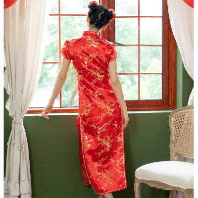  платье в китайском стиле слива рисунок короткий рукав длинный костюмы маскарадный костюм платье в китайском стиле костюм костюм kos платье в китайском стиле корпус темно синий 