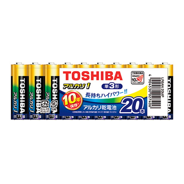 TOSHIBA アルカリ乾電池 アルカリ1 単3形 まとめパック LR6AN 20MP 20本パック×1個（単3形 20本） アルカリ1 乾電池の商品画像