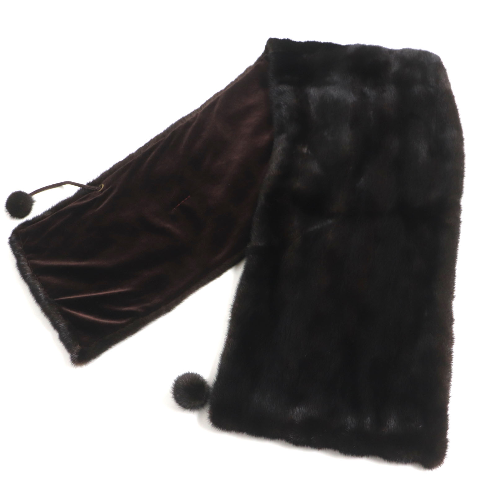  ultimate beautiful goods MINK mink wool quality gloss ..* soft *book@ fur shawl / stole dark brown lady's 