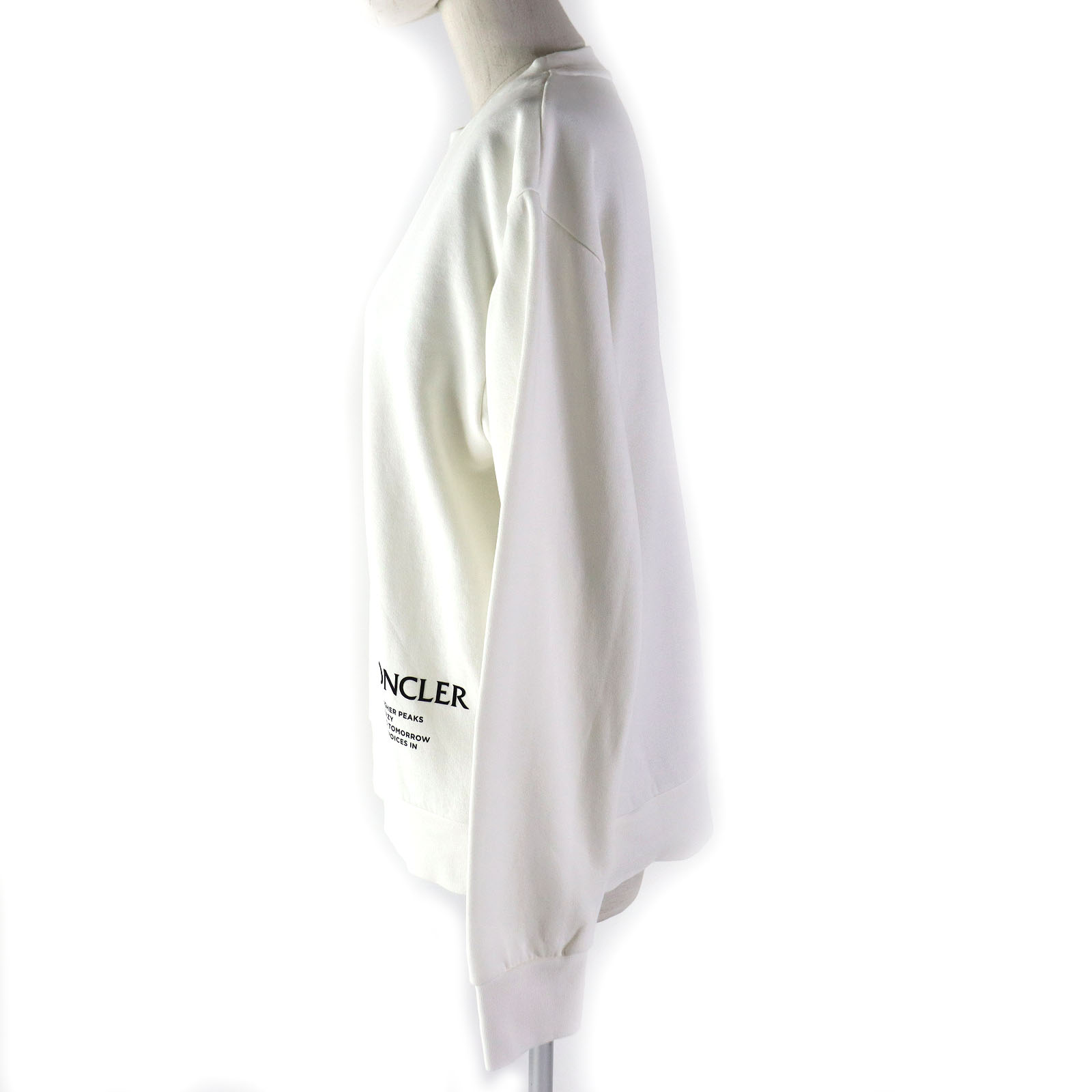  прекрасный товар ^MONCLER Moncler 2021 год производства хлопок MAGLIA GIROCOLLO с логотипом длинный рукав тренировочный белый S стандартный товар женский 