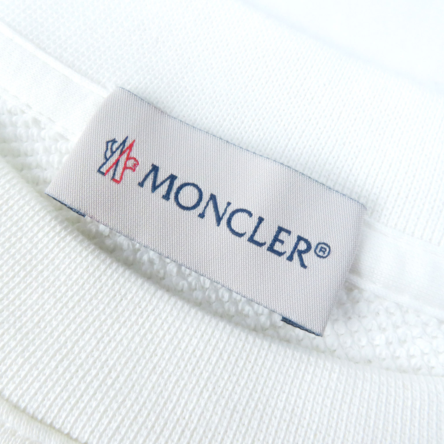  прекрасный товар ^MONCLER Moncler 2021 год производства хлопок MAGLIA GIROCOLLO с логотипом длинный рукав тренировочный белый S стандартный товар женский 