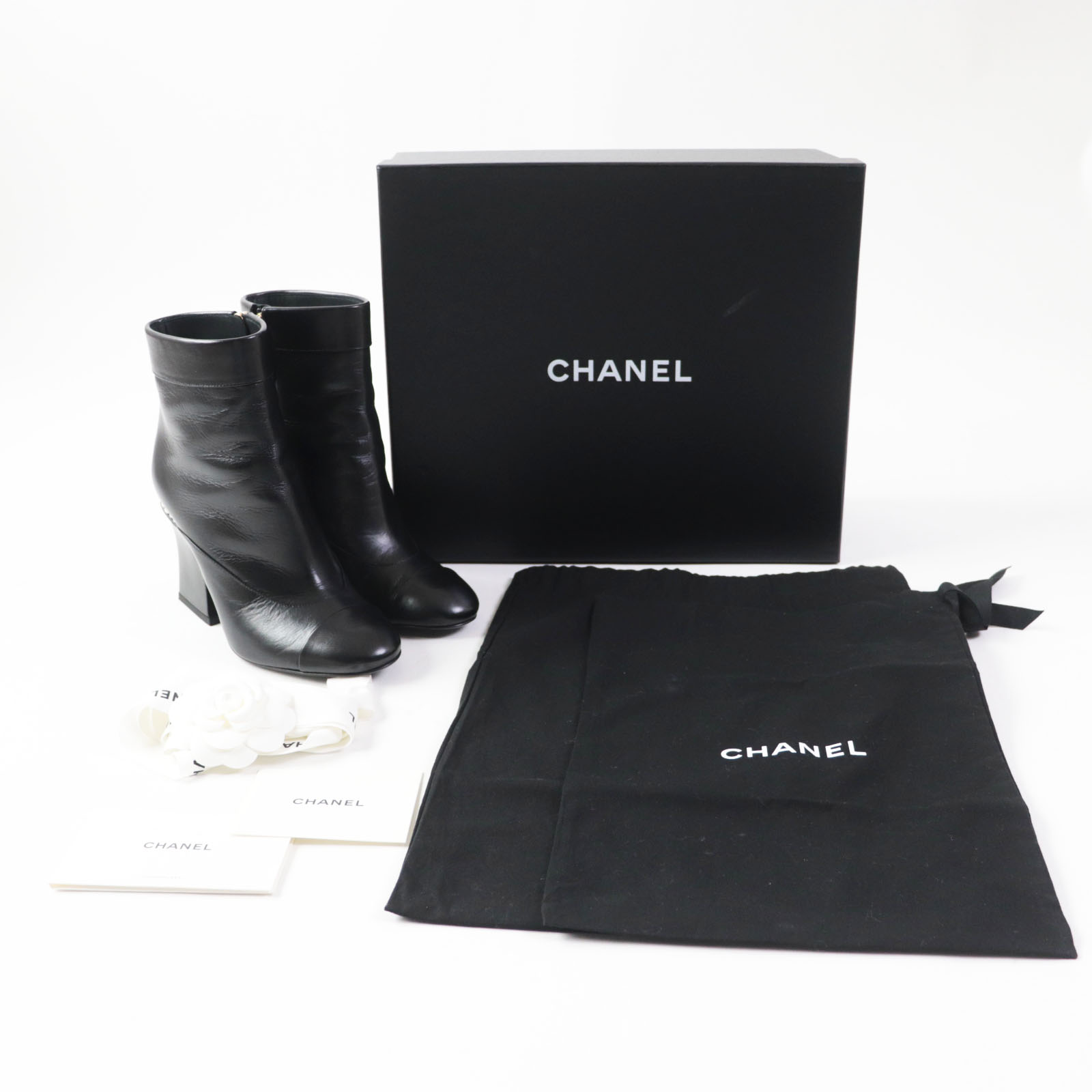  ultimate beautiful goods * Chanel 22A G39262go-tos gold here Mark *F pearl attaching ankle boots black Gold 36.5 box * storage bag attaching lady's 