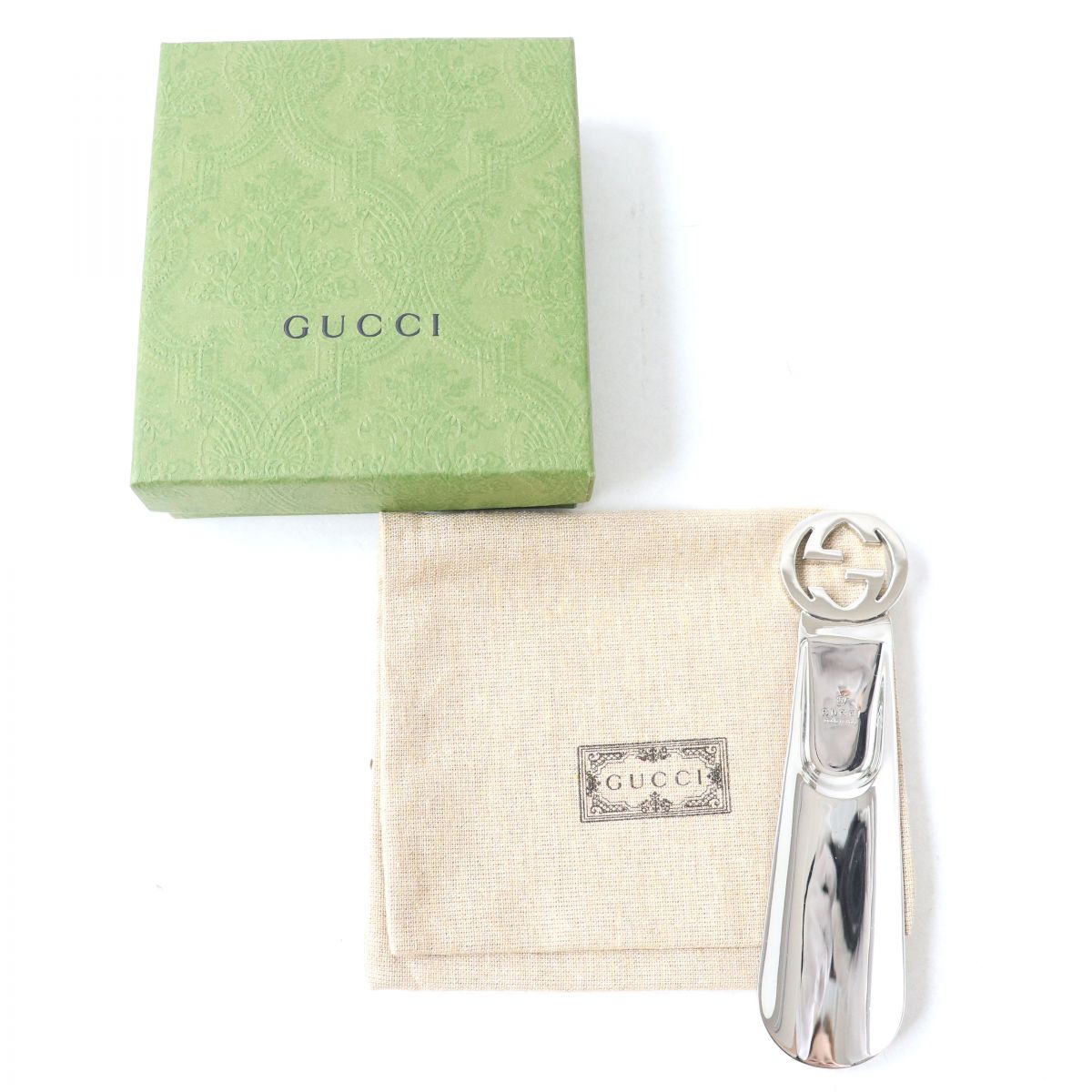  superior article ^ Italy made GUCCI Gucci 189945 Inter locking G metal shoe horn | shoes bela| portable shoes bela silver men's lady's 