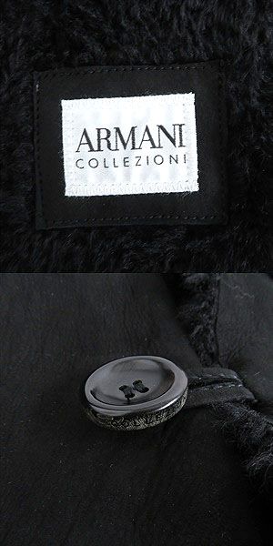  хорошая вещь * Armani ko let's .-ni Logo кнопка натуральный мутон жакет | пальто черный 52 стандартный товар мужской *