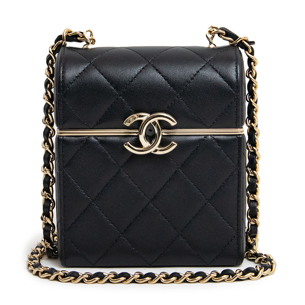 ( new goods * unused goods ) Chanel CHANEL small box chain shoulder pouch matelasse lambskin leather black black Gold metal fittings AP2656 box attaching 