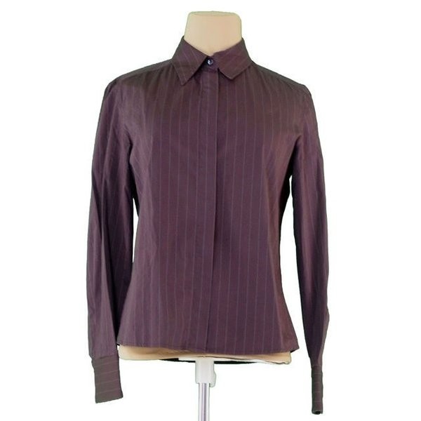  Max Mara shirt regular color long sleeve lady's #USA4 size stripe brown group used 