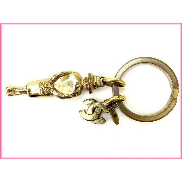  Chanel key holder lady's Vintage mado moa zeru Gold used 