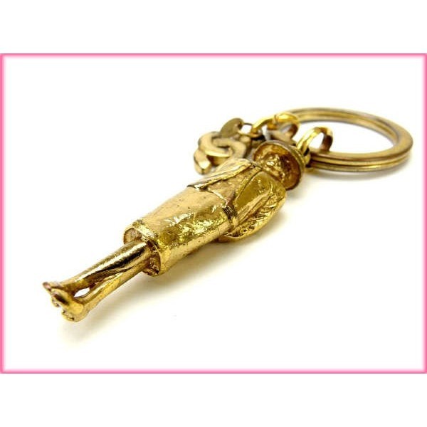  Chanel key holder lady's Vintage mado moa zeru Gold used 