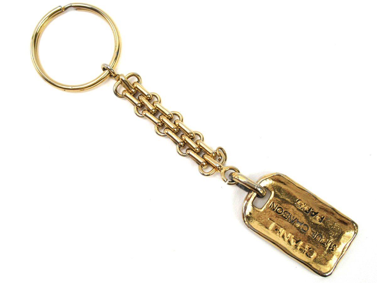  Chanel key holder key ring lady's men's plate Gold used 