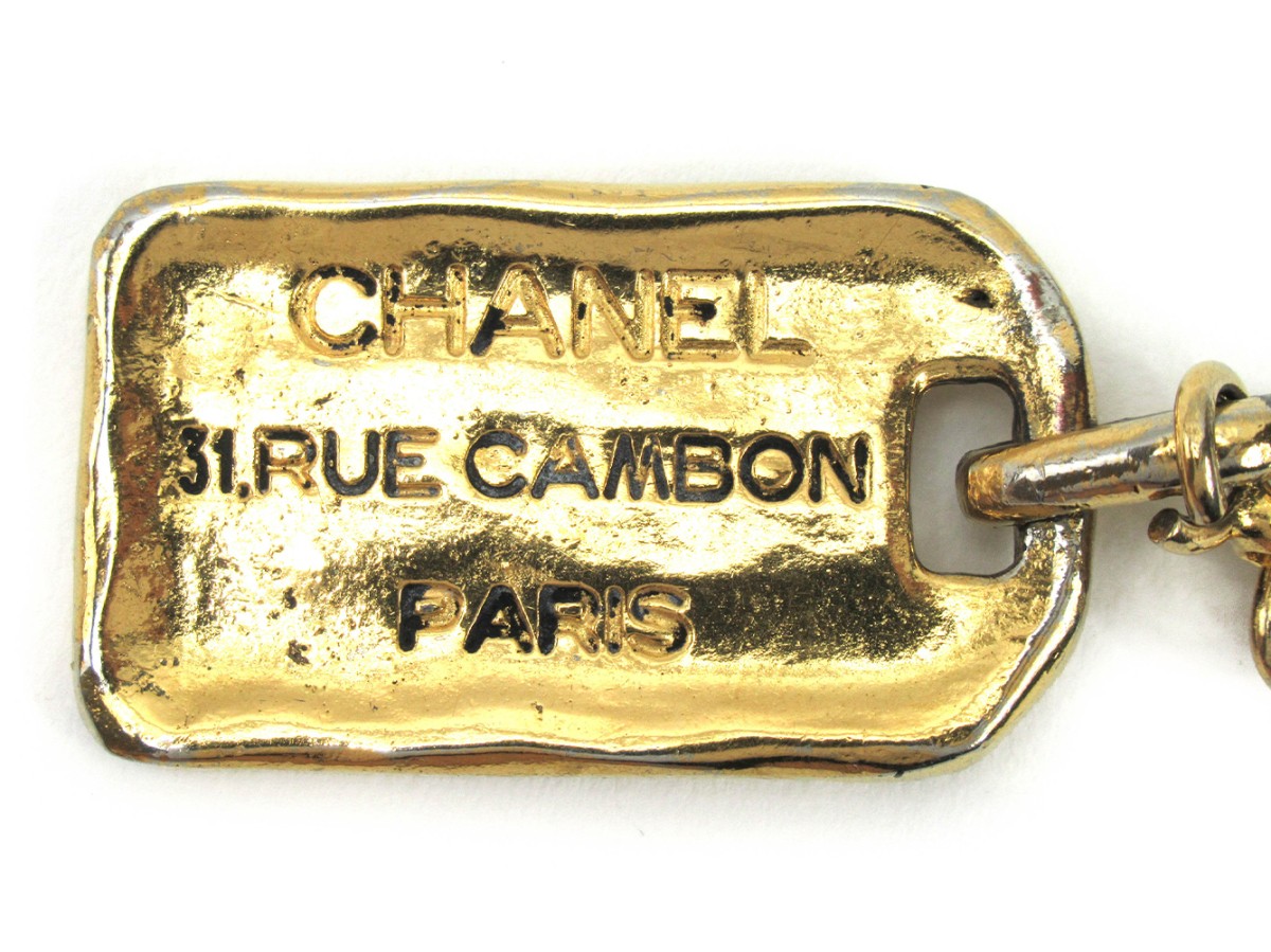  Chanel key holder key ring lady's men's plate Gold used 