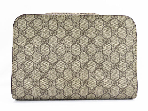  прекрасный товар Gucci GGs шкив m ручная сумочка клатч сумка бежевый темно-коричневый машина f кожа 201755