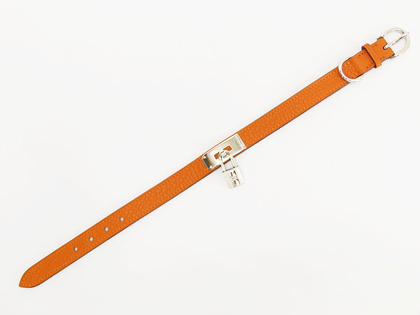  ultra rare as good as new Hermes Kelly for pets dog for dog collar dog color Lead set orange silver metal fittings 