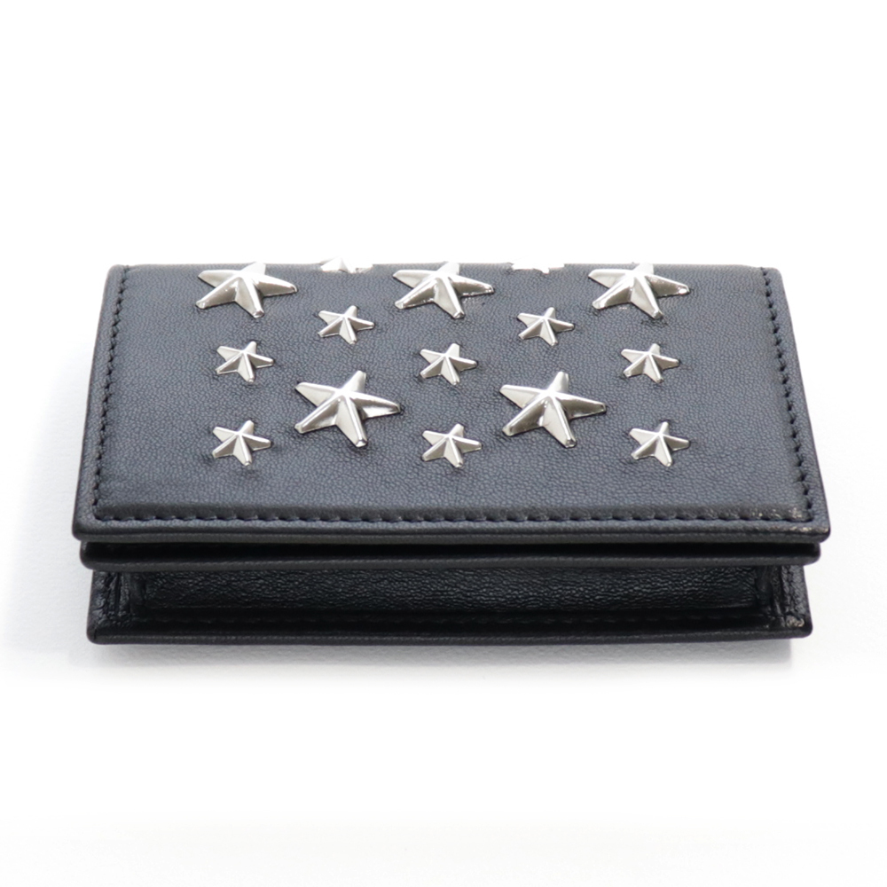  Jimmy Choo card-case card-case Jimmy Choo pass case ticket holder folding in half Nero NELLO studs star Star is possible to choose 5 color leather original leather 