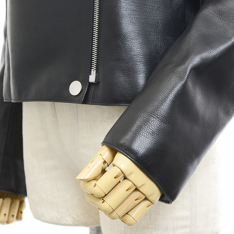  снижение цены Hermes байкерская куртка кожа черный с хлопком стеганое полотно женский 38 размер 23SS бренд деталь 